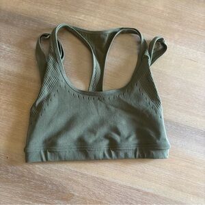 Fabletics Sculptknit Low Impact Sports Bra, Small Olive